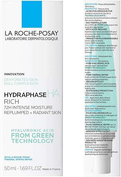 La Roche-Posay Hydraphase HA Rich, Hyaluronic Acid Face Moisturizer for Dry Skin with 72HR Hydration, Oil Free & Non-Comedogenic, 50 ML, 1.69 fl. oz. - Image 7