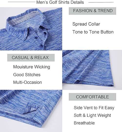 Alex Vando Mens Golf Shirt Moisture Wicking Quick-Dry Short Sleeve Casual Polo Shirts for Men - Image 5