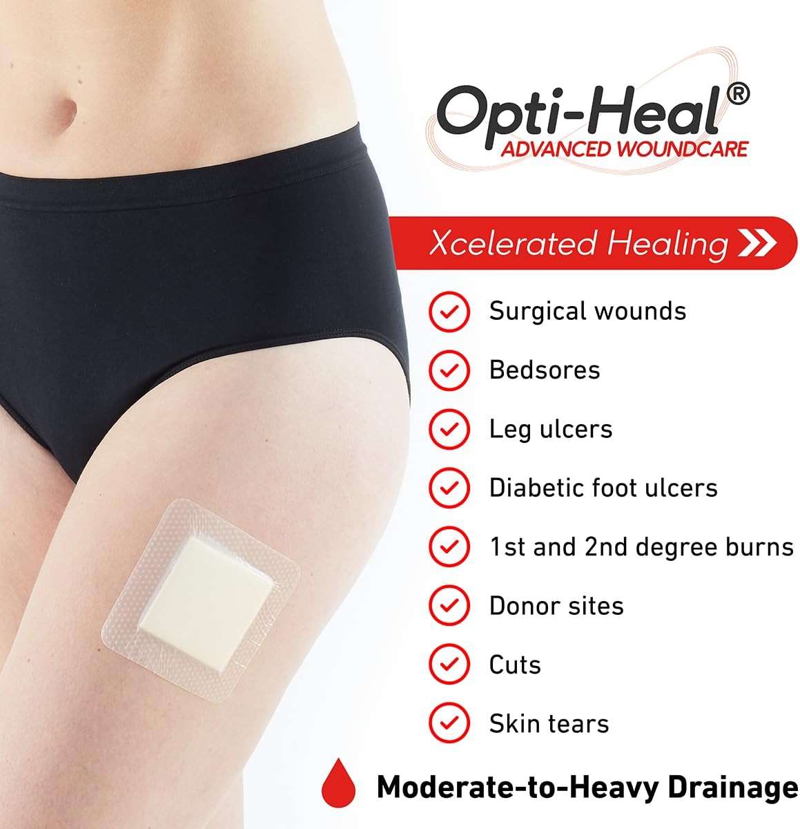 Neo G Opti-Heal Silicone Foam Dressing with Border - Absorbent, Adhesive Foam Wound Dressing for Cuts, Ulcers, Diabetic Wound, Bedsore Wound Care, Burns, Surgical - Island Dressing 4x4-4 Pcs - Image 3