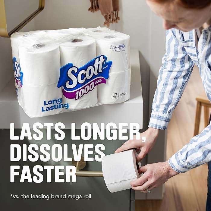 Scott 1000 Trusted Clean Toilet Paper, 32 Rolls, Septic-Safe, 1-Ply Toilet Tissue - Image 3
