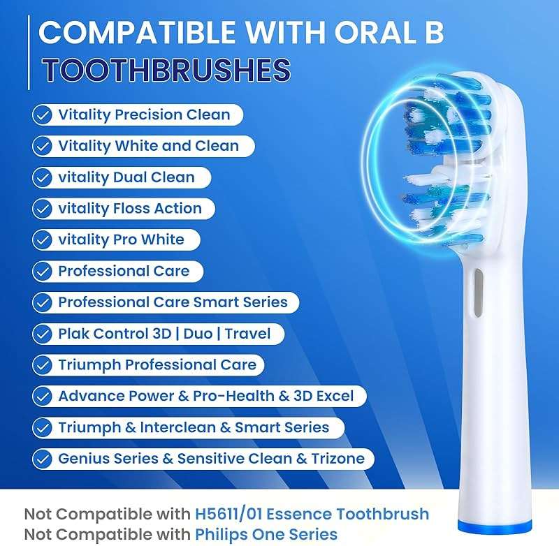 Replacement Brush Heads Compatible with Oral B- Double Clean Design, Double Clean Brush Heads, Compatible with Braun Oral-B Dual Clean Electric Toothbrush - Pack of 4 - Image 6
