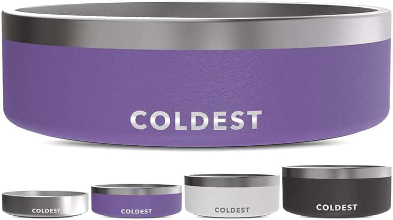 Coldest Dog Bowl - Anti Rust Metal, Non Slip, 3 Layers Insulated Stainless Steel Dog Bowls - Spill Proof & Heavy Duty - Water Bowl for Dogs, Cats & Pets, Dish Washer Safe (42 oz, Galaxy Purple) - Image 1
