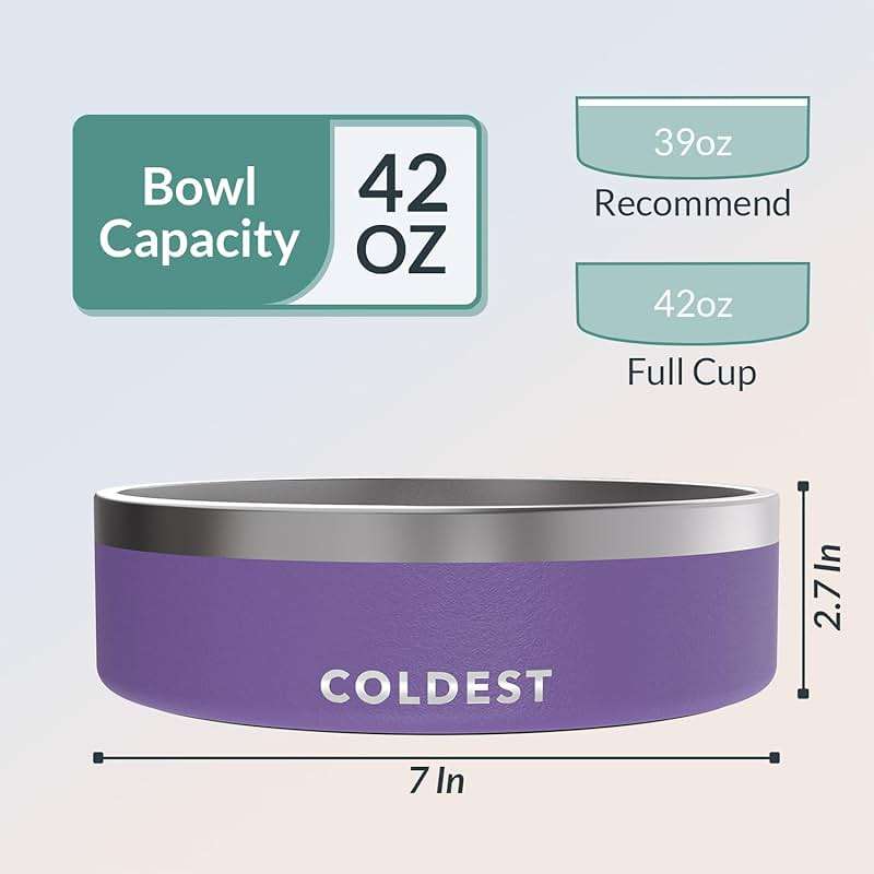 Coldest Dog Bowl - Anti Rust Metal, Non Slip, 3 Layers Insulated Stainless Steel Dog Bowls - Spill Proof & Heavy Duty - Water Bowl for Dogs, Cats & Pets, Dish Washer Safe (42 oz, Galaxy Purple) - Image 4