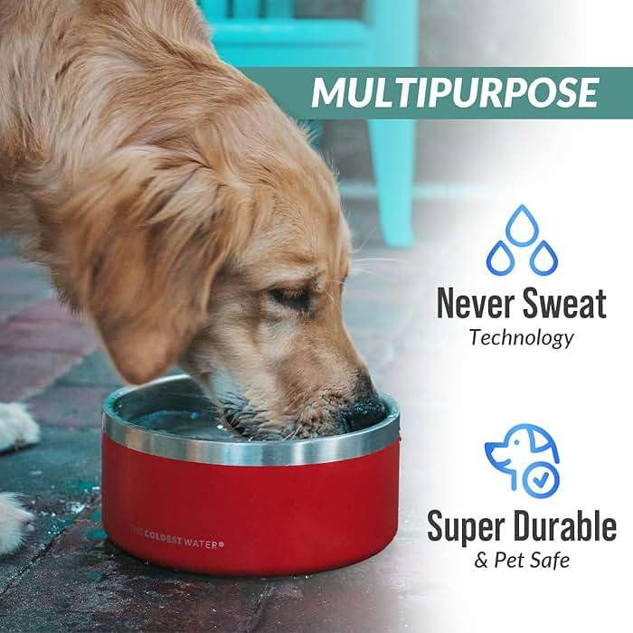 Coldest Dog Bowl - Anti Rust Metal, Non Slip, 3 Layers Insulated Stainless Steel Dog Bowls - Spill Proof & Heavy Duty - Water Bowl for Dogs, Cats & Pets, Dish Washer Safe (42 oz, Galaxy Purple) - Image 7