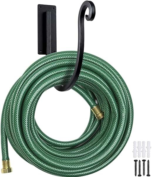 YANGSHUO Garden Hose Holder Outside: Wall Mount Water Hose Holder - 8Inch Heavy Duty Garden Water Hose Hanger for Outside Hose Storage - Product Image