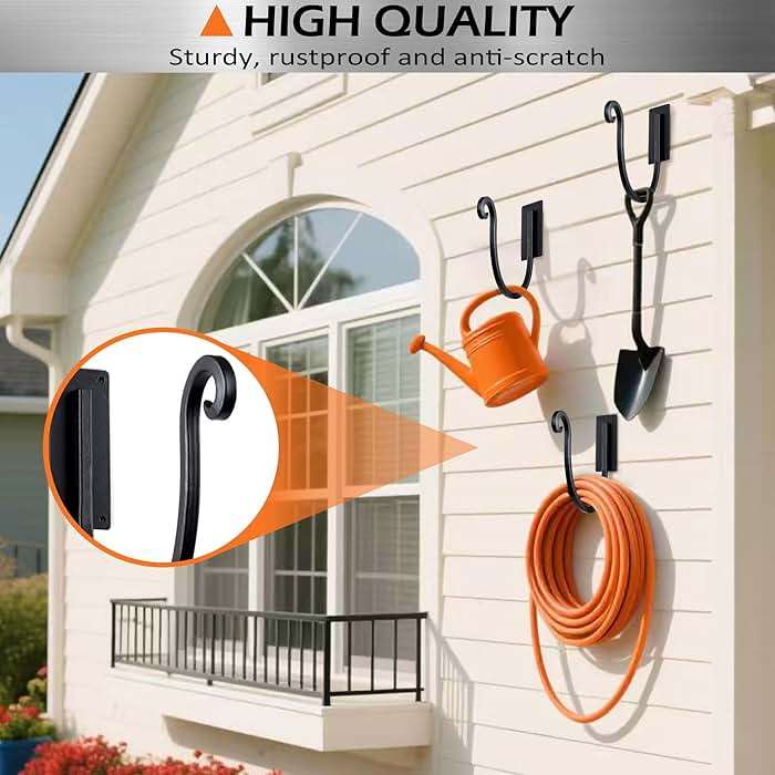 YANGSHUO Garden Hose Holder Outside: Wall Mount Water Hose Holder - 8Inch Heavy Duty Garden Water Hose Hanger for Outside Hose Storage - Image 3