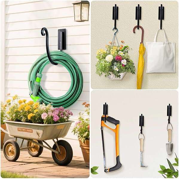 YANGSHUO Garden Hose Holder Outside: Wall Mount Water Hose Holder - 8Inch Heavy Duty Garden Water Hose Hanger for Outside Hose Storage - Image 5