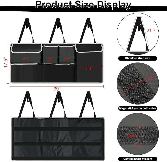 UYYE Trunk Hanging Organizer, Backseat Bag, Car Interior Accessories with 4 Pockets & 2 Mesh Pouches for Groceries, Will Provide More Storage Trunk Space for SUV, Jeep, MPVs - Image 3
