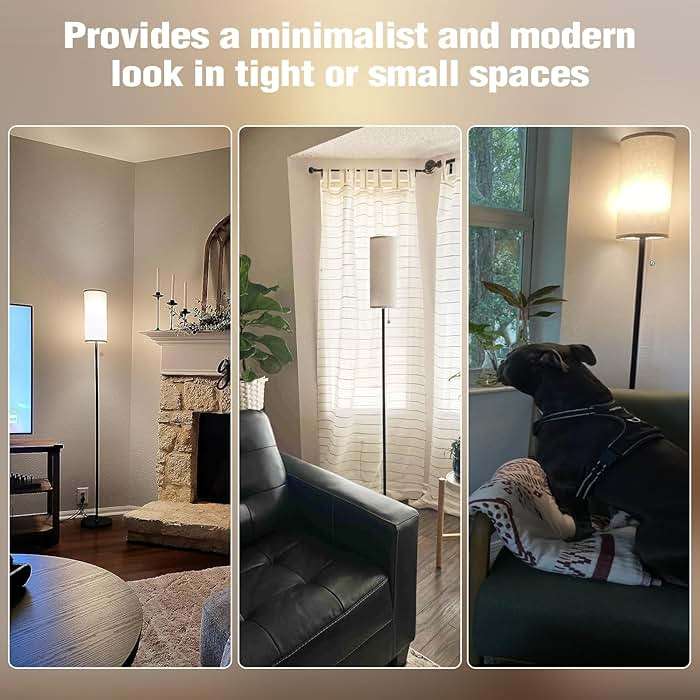 Ambimall 64'' Floor Lamp for Living Room with Bulb, 3 Color Temperature, Tall Lamps with Beige Lampshade & Pull Chain Switch, Pole Lamps Suitable for Bedrooms Study, Minimalist Floor Lamp - Image 5