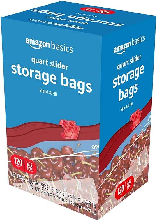 Amazon Basics Slider Quart Food Storage Bags with Stand-Up Bottom, Easy to Fill, BPA Free, 120 Count (Previously Solimo) - Image 5