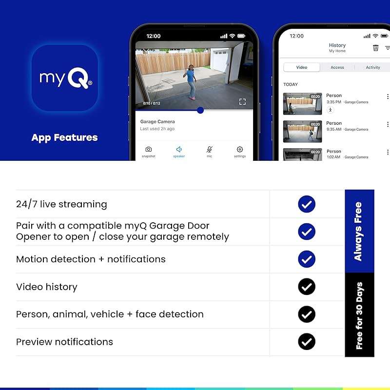 myQ Smart Garage Security Camera – 1080p HD Video, Night Vision, Motion Detection, Magnetic, Wi-Fi, Two-Way Audio, Smartphone Control - Image 10