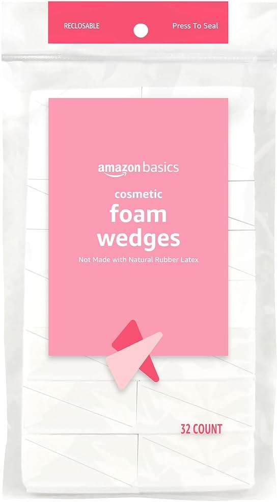 Amazon Basics Cosmetic Rectangular Foam Wedges for Makeup Application and Blending, 192 Count (6 Packs of 32), White (Previously Solimo) - Image 2