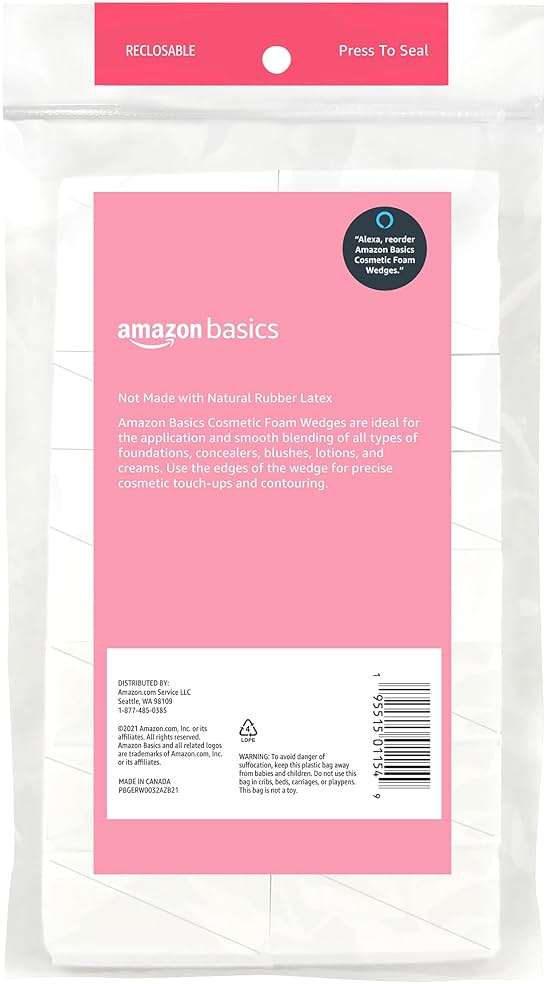Amazon Basics Cosmetic Rectangular Foam Wedges for Makeup Application and Blending, 192 Count (6 Packs of 32), White (Previously Solimo) - Image 3