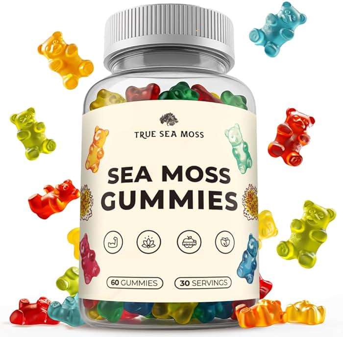 TrueSeaMoss Irish Sea Moss Gummies with Burdock Root & Bladderwrack – Formula for Adults & Kids – 60 Gummies (Packaging May Vary) - Image 1