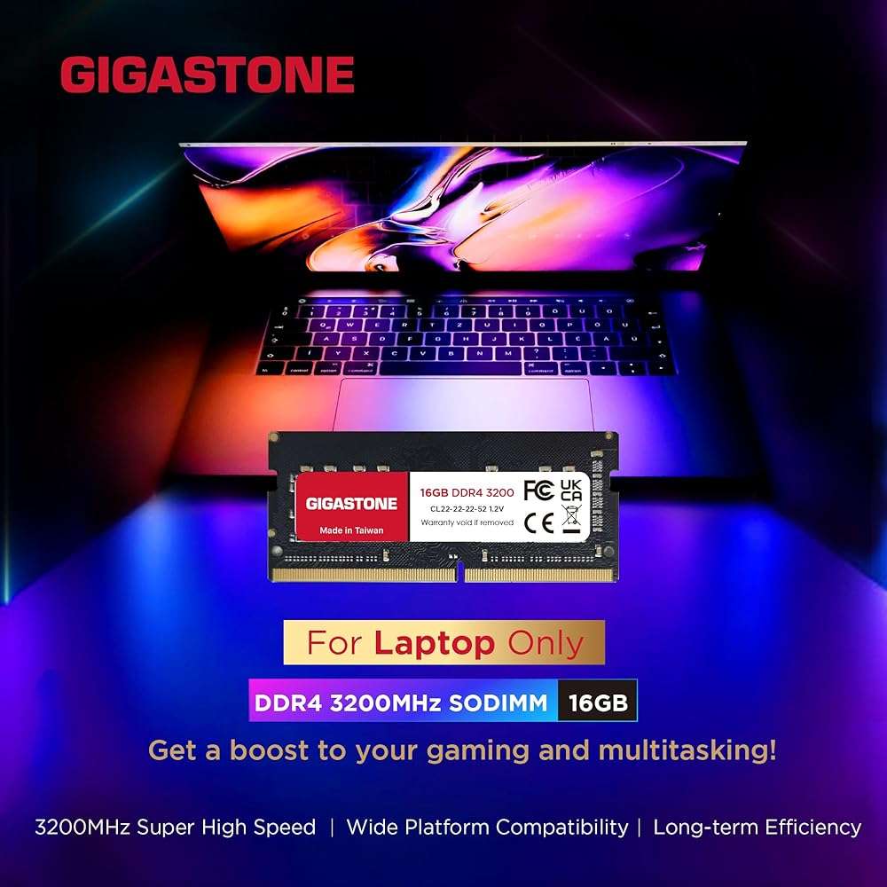 【DDR4 RAM Laptop Only】 GIGASTONE 32GB Kit (2x16GB) DDR4 3200MHz (2933MHz or 2666MHz) PC4-25600 (PC4-23400, 21300) CL22 1.2V SODIMM 260 Pin Unbuffered Non ECC High Performance Notebook Memory Upgrade - Image 2