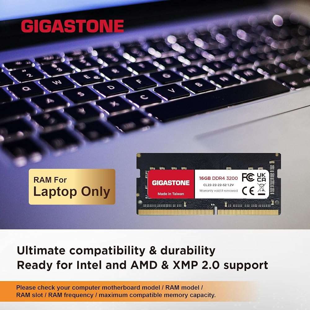 【DDR4 RAM Laptop Only】 GIGASTONE 32GB Kit (2x16GB) DDR4 3200MHz (2933MHz or 2666MHz) PC4-25600 (PC4-23400, 21300) CL22 1.2V SODIMM 260 Pin Unbuffered Non ECC High Performance Notebook Memory Upgrade - Image 3