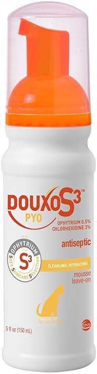Douxo S3 PYO Medicated Dog Mousse; Bacterial & Yeast Infection Treatment for Dogs – Chlorhexidine Dog Waterless Shampoo, Antibacterial & Antiseptic, for Dogs Only, Clinically Proven, 5 fl oz - Image 1