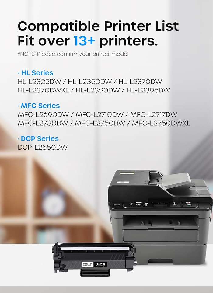 Compatible TN760 Toner Cartridges (with Chip) Replacement for Brother TN 760 TN-760 TN730 with MFC-L2710DW MFC-L2750DW HL-L2350DW HL-L2390DW DCP-L2550DW HL-L2370DW Printers (4 Black) - Image 2