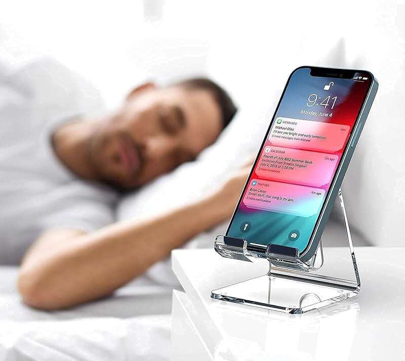 Crpich Acrylic Cell Phone Stand, Portable Clear Phone Stand for Desk, Compatible with Phone16 15 14 13 Pro Max Mini 12 11 Plus SE, Switch, Android Smartphone, Pad, Tablet, Desk Accessories - Image 6
