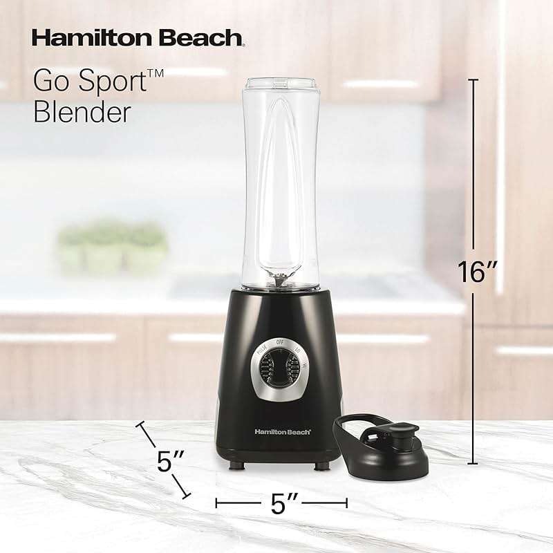 Hamilton Beach Go Sport Portable Blender For Smoothies With 20 Oz. Blend-In Personal Travel Jar, 600 Watt Motor And Stainless Steel Blades For Powerful Blending Performance, Black (51143G) - Image 3
