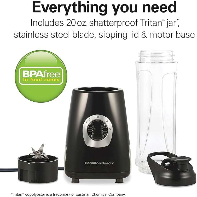 Hamilton Beach Go Sport Portable Blender For Smoothies With 20 Oz. Blend-In Personal Travel Jar, 600 Watt Motor And Stainless Steel Blades For Powerful Blending Performance, Black (51143G) - Image 5