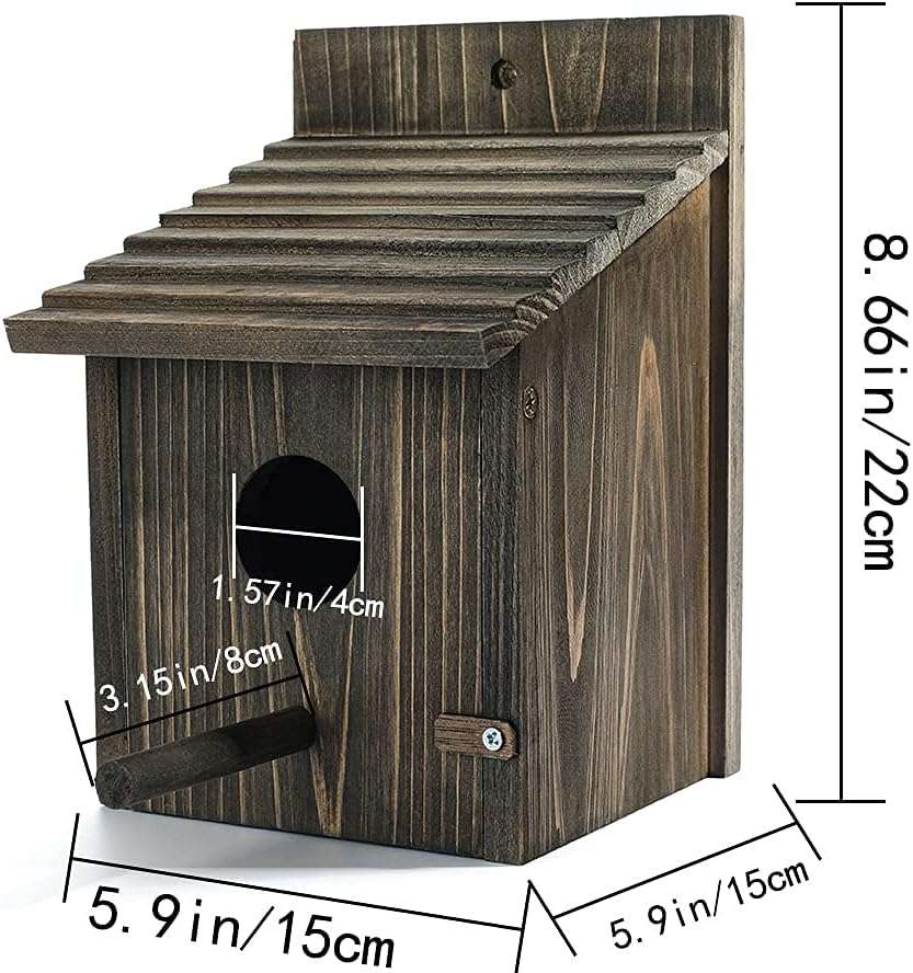 NATUREYLWL Weatherproof Bird House, Wooden Bird Houses for Outside with Pole, Durable Birdhouse for Finch, Bluebird, Cardinals, Hanging Birdhouse Garden Country Cottages - Image 5