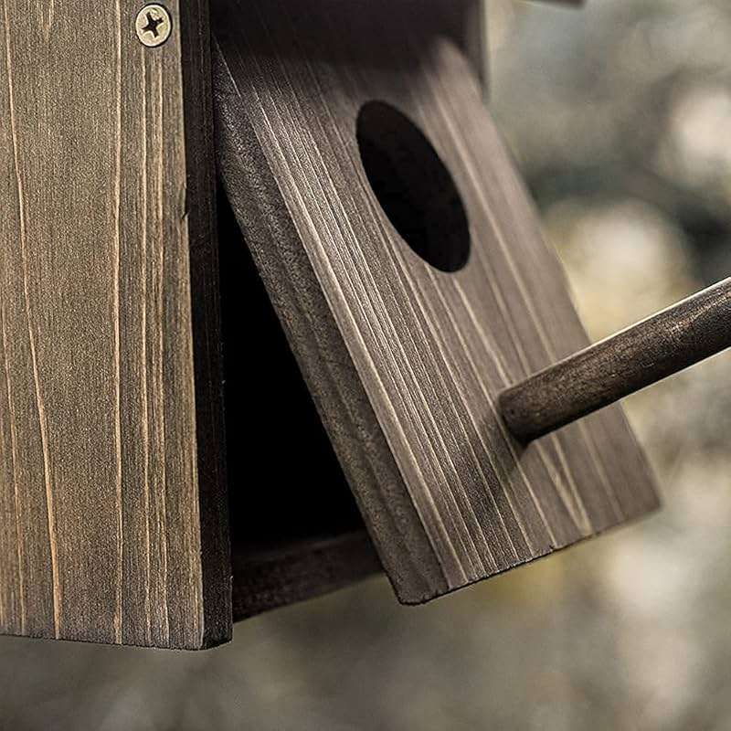 NATUREYLWL Weatherproof Bird House, Wooden Bird Houses for Outside with Pole, Durable Birdhouse for Finch, Bluebird, Cardinals, Hanging Birdhouse Garden Country Cottages - Image 6