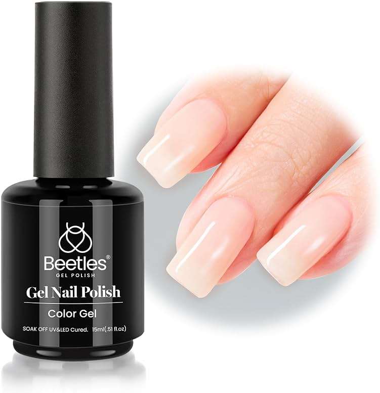 Beetles Nude Gel Polish, 15ml Jelly Neutral Nude Gel Nail Polish Set Translucent Effect Nail Concealer Soak Off UV Spring Summer French Nail Art Design Gift for Women - Image 1