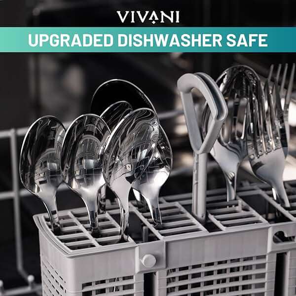 VIVANI 16 Piece Silverware Set for 4, Premium Stainless Steel Cutlery Set, Utensil Sets, Flatware Sets for 4, Forks Spoons and Knives Set Dishwasher Safe for Home Kitchen | Dishwasher safe, Ergonomic handle, Mirror polished, Rust resistant for Home, Kitchen, Dorms, Apartments and Hosting - Image 7