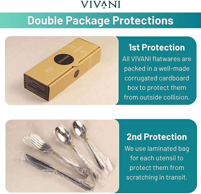 VIVANI 16 Piece Silverware Set for 4, Premium Stainless Steel Cutlery Set, Utensil Sets, Flatware Sets for 4, Forks Spoons and Knives Set Dishwasher Safe for Home Kitchen | Dishwasher safe, Ergonomic handle, Mirror polished, Rust resistant for Home, Kitchen, Dorms, Apartments and Hosting - Image 8