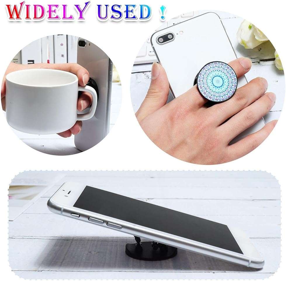 Honoson 9 Pieces Cell Phone Grip Holder Collapsible Holder Colorful Self-Adhesive Finger Ring Sublimation for Smartphone and Tablets(Mandala Flower) - Image 2