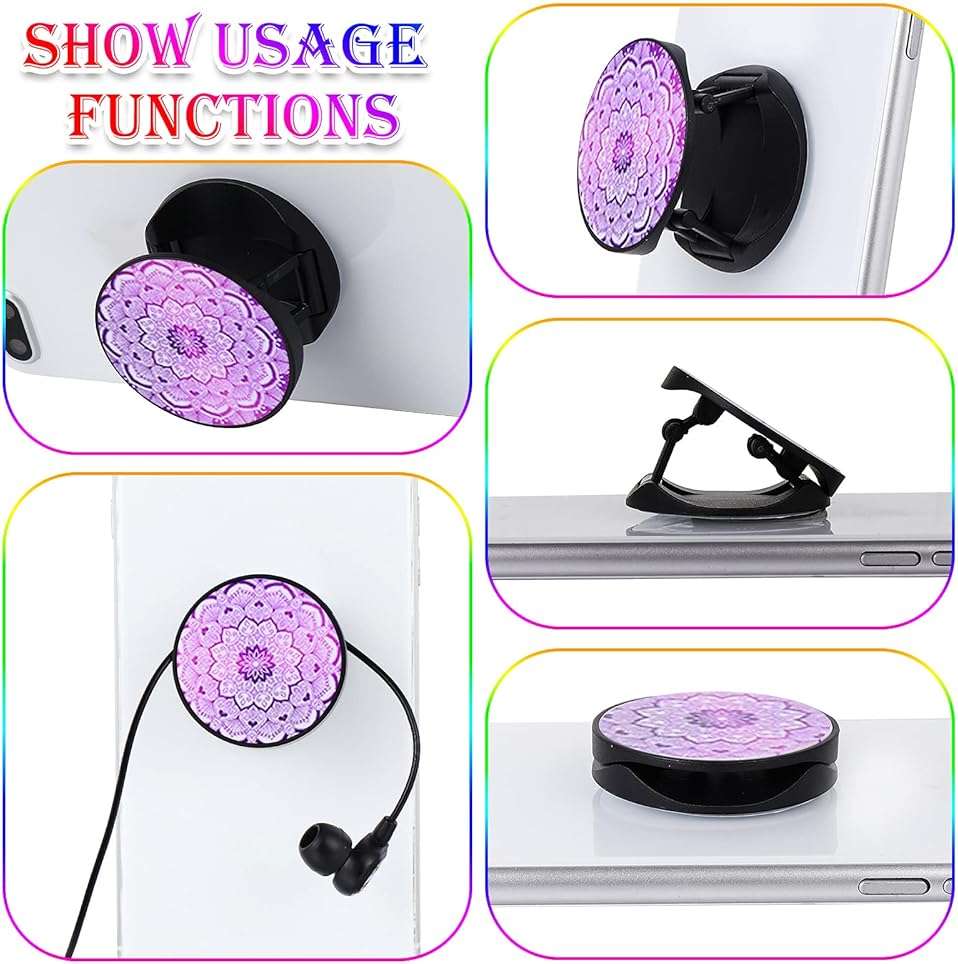 Honoson 9 Pieces Cell Phone Grip Holder Collapsible Holder Colorful Self-Adhesive Finger Ring Sublimation for Smartphone and Tablets(Mandala Flower) - Image 5