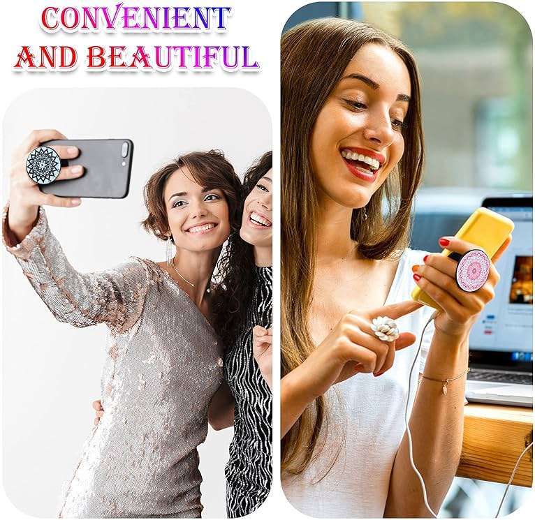Honoson 9 Pieces Cell Phone Grip Holder Collapsible Holder Colorful Self-Adhesive Finger Ring Sublimation for Smartphone and Tablets(Mandala Flower) - Image 6