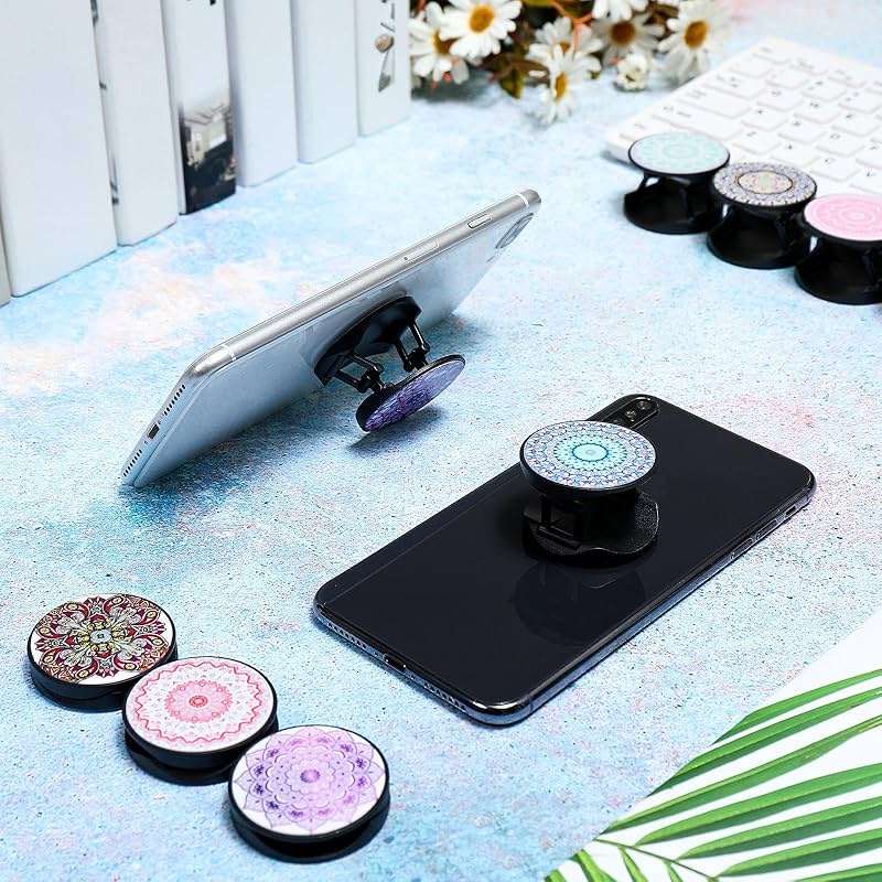 Honoson 9 Pieces Cell Phone Grip Holder Collapsible Holder Colorful Self-Adhesive Finger Ring Sublimation for Smartphone and Tablets(Mandala Flower) - Image 7