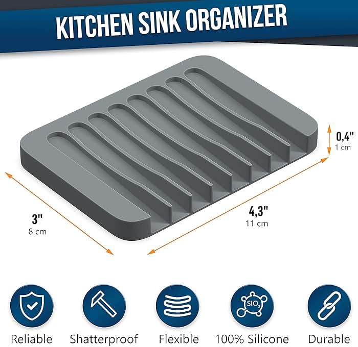 ZAPPOWARE 2-Pack Silicone Soap Dish with Drain - Bar Soap Holder for Shower & Bathroom Sink - Self Draining Waterfall Soap Saver Tray for Kitchen, Prevents Sticky Mess, Easy to Clean (Gray) - Image 2