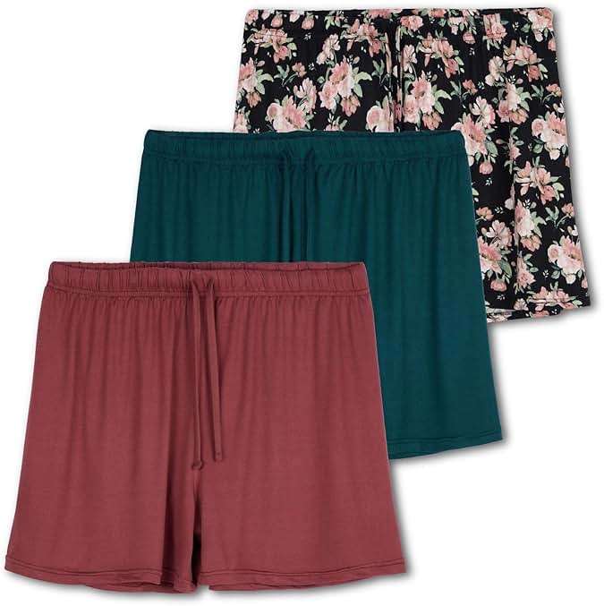 Real Essentials 3 Pack: Women's Pajama Shorts Sleep Lounge Sweatshorts Comfy Sleepwear Bottoms (Available In Plus Size) - Image 1