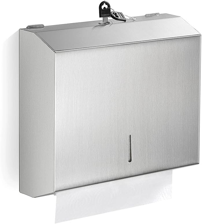 Paper Towel Dispenser Wall Mount Commercial, C Fold Multifold Hand Paper Towel Dispenser, Stainless Steel Tissue Holder - Product Image