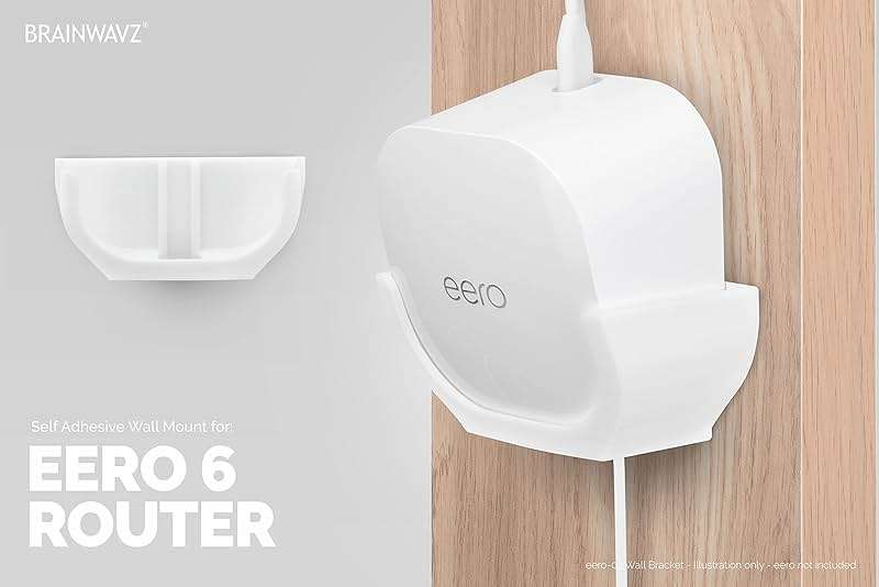 Screwless Wall Mount for Eero 6 Mesh WiFi Holder, Custom Design (NOT Compatible with Eero Pro 6 / Beacon), Strong VHB Adhesive, No Tools, No Mess, White by Brainwavz - Image 8
