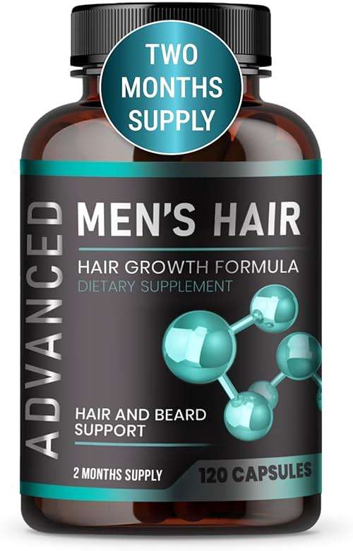 Hair Growth Vitamins For Men - Anti Hair Loss Pills. Regrow Hair & Beard Growth Supplement For Volumize, Thicker Hair.Stop Hair Loss And Thinning Hair With Biotin & Saw Palmetto Hair Vitamins.120 Caps - Image 1
