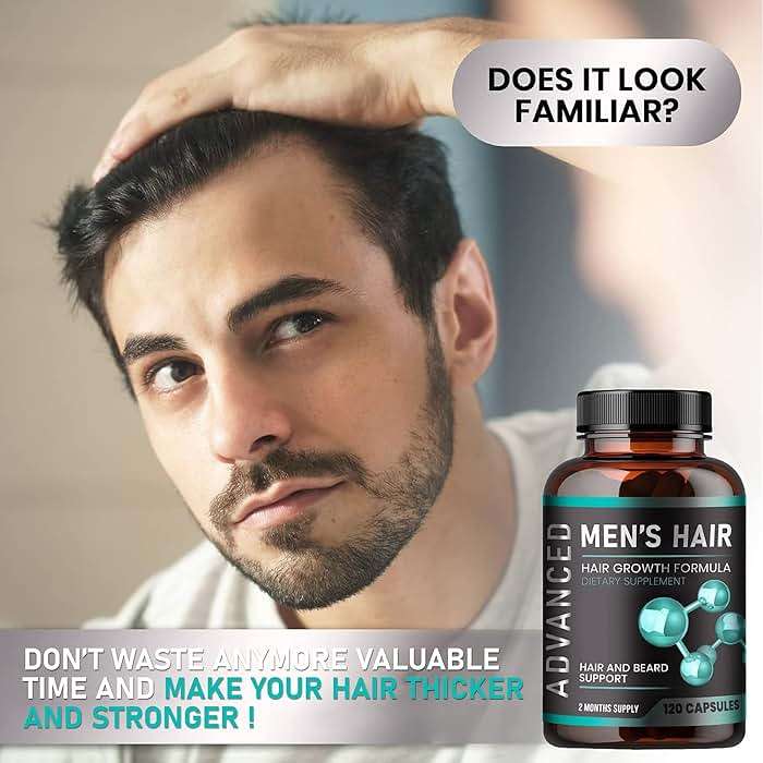 Hair Growth Vitamins For Men - Anti Hair Loss Pills. Regrow Hair & Beard Growth Supplement For Volumize, Thicker Hair.Stop Hair Loss And Thinning Hair With Biotin & Saw Palmetto Hair Vitamins.120 Caps - Image 4
