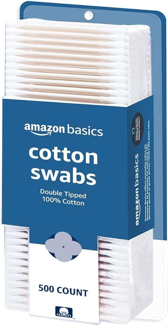 Amazon Basics Cotton Swabs for Personal Hygiene and Baby Care, 500 Count, 1 Pack - Image 1