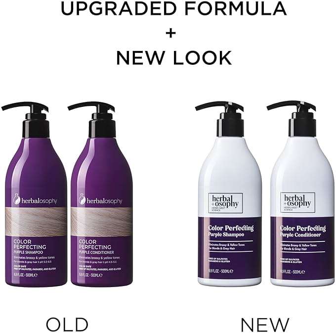 Herbalosophy Purple Shampoo & Conditioner Set for Blonde Gray Hair, Eliminates Brassy and Yellow Tones, Infused with Cocos Nucifera Oil, Free of Sulfate, Parabens and Gluten, 2 x 16.9 Fl Oz - Image 2