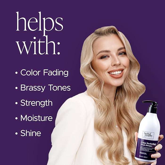 Herbalosophy Purple Shampoo & Conditioner Set for Blonde Gray Hair, Eliminates Brassy and Yellow Tones, Infused with Cocos Nucifera Oil, Free of Sulfate, Parabens and Gluten, 2 x 16.9 Fl Oz - Image 6