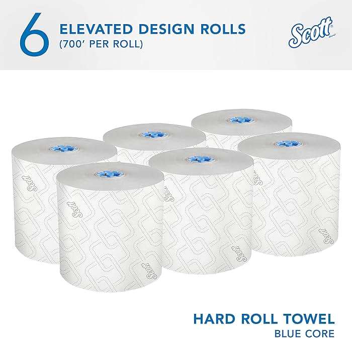 Scott Professional Pro High-Capacity Hard Roll Paper Towels, Bulk (53925), Hardwound, Elevated Design, Absorbency Pockets, for ScottBrand Blue Core Dispensers (6 Rolls at 700' Each, 4,200'/Case) - Image 2