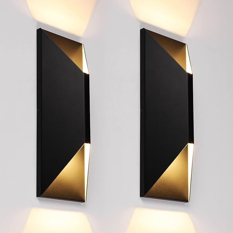 LEONLITE Dimmable LED Up Down Wall Light, 100-277V, CRI 90+, IP65 Waterproof, 10%-100% Dimmable for Commercial Outdoor, 14 Inch Modern Porch Light, 3000K, Pack of 2 - Product Image