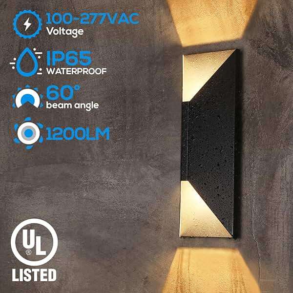 LEONLITE Dimmable LED Up Down Wall Light, 100-277V, CRI 90+, IP65 Waterproof, 10%-100% Dimmable for Commercial Outdoor, 14 Inch Modern Porch Light, 3000K, Pack of 2 - Image 4
