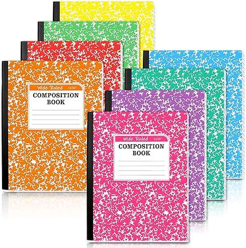 feela Composition Notebook, 8 Pack 8 Pastel Colors Wide Ruled Composition Books Bulk, Marble Cover Notepad Lined Cute Journal Notebooks for School Supplies Notes Taking Writing, 9.75 X 7.5 in - Image 1