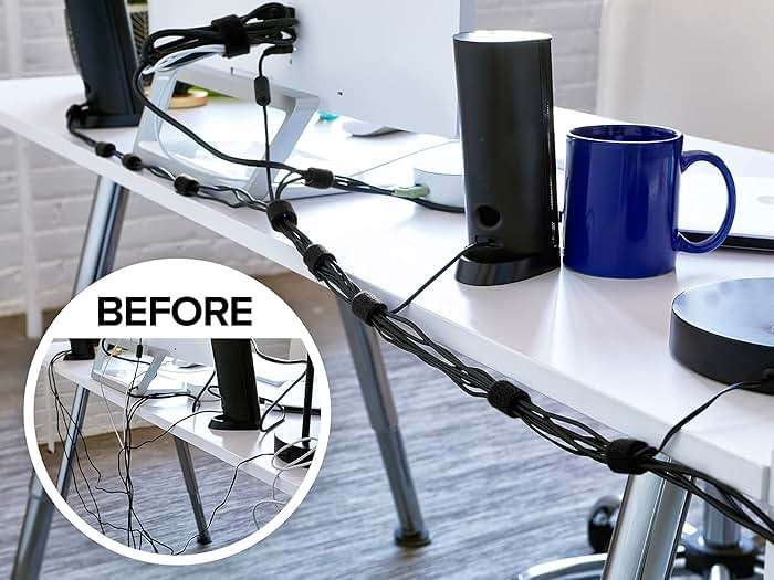 Wrap-It Storage Cable Management Value Pack - 40 Self-Gripping Cable Ties, 20 Cable Labels, 12ft Perforated Self-Gripping Roll - For Home, Office, Desk, Wire, Cable Wrap, Cord Management Organization - Image 7