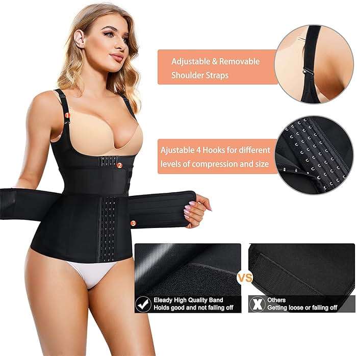 Eleady Waist Trainer Vest for Women Underbust Corset Cincher Tummy Control Body Shaper Sport Girdle with Adjustable Belt - Image 4