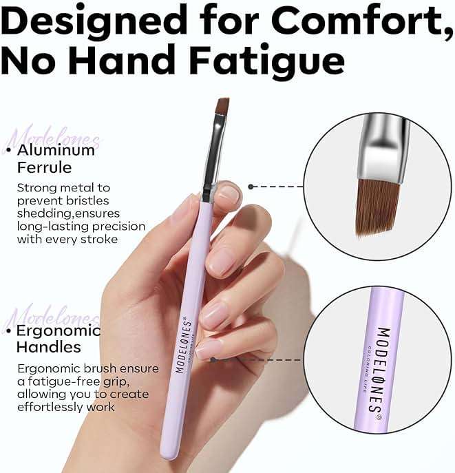 Modelones Nail Art Brushes Set, Nail Brush kit Gel Polish, Extension Gel, Liner, Clean up, Carving, Apex Building, Dotting Pens Professional Tools for Drawing Painting 3D Design Salon & DIY Use - Image 6